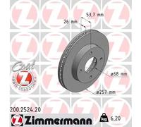 2x Disco freno ventilazione interna 200.2524.20 ZIMMERMANN per NISSAN