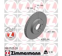 2x Disco freno ventilazione interna 200.2525.20 ZIMMERMANN per NISSAN NOTE