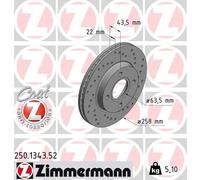 2x Disco freno ventilazione interna 250.1343.52 ZIMMERMANN per FORD MAZDA