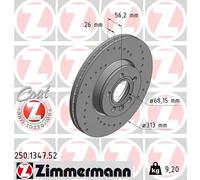 2x Disco freno ventilazione interna 250.1347.52 ZIMMERMANN per VW SEAT FORD
