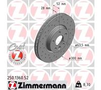 2x Disco freno ventilazione interna 250.1360.52 ZIMMERMANN per VOLVO FORD