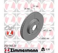 2x Disco freno ventilazione interna 250.1365.20 ZIMMERMANN per FORD MONDEO IV