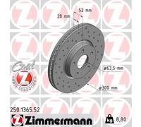 2x Disco freno ventilazione interna 250.1365.52 ZIMMERMANN per FORD MONDEO IV