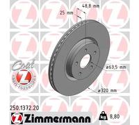 2x Disco freno ventilazione interna 250.1372.20 ZIMMERMANN per FORD FOCUS II