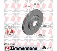 2x Disco freno ventilazione interna 250.5705.20 ZIMMERMANN per FORD PUMA