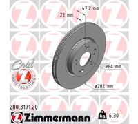 2x Disco freno ventilazione interna 280.3171.20 ZIMMERMANN per HONDA FR-V