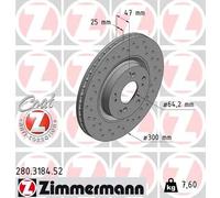 2x Disco freno ventilazione interna 280.3184.52 ZIMMERMANN per HONDA CR-V II