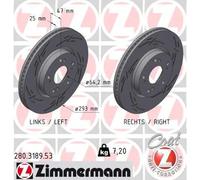 2x Disco freno ventilazione interna 280.3189.53 ZIMMERMANN per HONDA CIVIC IX