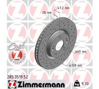 2x Disco freno ventilazione interna 285.3519.52 ZIMMERMANN per HYUNDAI KIA