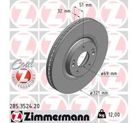 2x Disco freno ventilazione interna 285.3524.20 ZIMMERMANN per HYUNDAI ix55