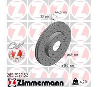 2x Disco freno ventilazione interna 285.3527.52 ZIMMERMANN per HYUNDAI KIA