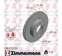 2x Disco freno ventilazione interna 290.2257.20 ZIMMERMANN per JAGUAR DAIMLER