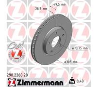 2x Disco freno ventilazione interna 290.2260.20 ZIMMERMANN per JAGUAR DAIMLER