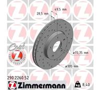 2x Disco freno ventilazione interna 290.2260.52 ZIMMERMANN per JAGUAR DAIMLER