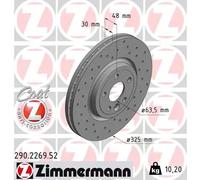 2x Disco freno ventilazione interna 290.2269.52 ZIMMERMANN per JAGUAR XE