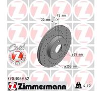 2x Disco freno ventilazione interna 370.3069.52 ZIMMERMANN per MAZDA MX-5 II