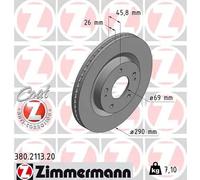 2x Disco freno ventilazione interna 380.2113.20 ZIMMERMANN per MITSUBISHI