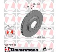 2x Disco freno ventilazione interna 380.2160.20 ZIMMERMANN per MITSUBISHI L200