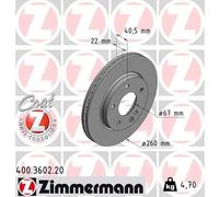 2x Disco freno ventilazione interna 400.3602.20 ZIMMERMANN per MERCEDES-BENZ