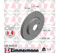 2x Disco freno ventilazione interna 400.3603.20 ZIMMERMANN per MERCEDES-BENZ