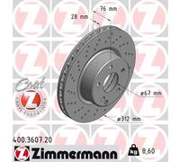 2x Disco freno ventilazione interna 400.3607.20 ZIMMERMANN per MERCEDES-BENZ