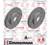 2x Disco freno ventilazione interna 400.3619.53 ZIMMERMANN per MERCEDES-BENZ