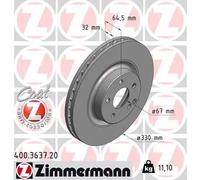 2x Disco freno ventilazione interna 400.3637.20 ZIMMERMANN per MERCEDES-BENZ CLS