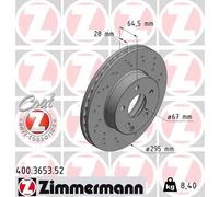 2x Disco freno ventilazione interna 400.3653.52 ZIMMERMANN per MERCEDES-BENZ SLK