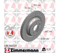 2x Disco freno ventilazione interna 400.3661.20 ZIMMERMANN per MERCEDES-BENZ SL