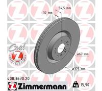 2x Disco freno ventilazione interna 400.3670.20 ZIMMERMANN per MERCEDES-BENZ