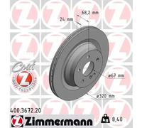 2x Disco freno ventilazione interna 400.3672.20 ZIMMERMANN per MERCEDES-BENZ CLS