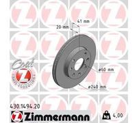 2x Disco freno ventilazione interna 430.1494.20 ZIMMERMANN per OPEL CORSA C