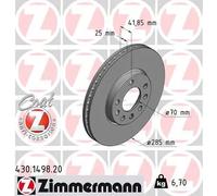 2x zimmermann 430.1498.20 Dischi Ø 285 MM Anteriore per Cadillac Fiat Opel Saab
