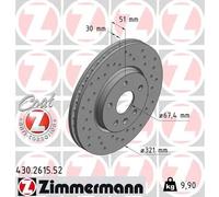 2x Disco freno ventilazione interna 430.2615.52 ZIMMERMANN per OPEL SAAB