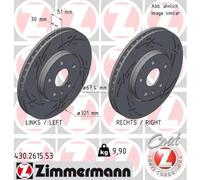 2x Disco freno ventilazione interna 430.2615.53 ZIMMERMANN per OPEL SAAB