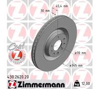2x Disco freno ventilazione interna 430.2620.20 ZIMMERMANN per SAAB OPEL