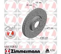 2x Disco freno ventilazione interna 440.3128.52 ZIMMERMANN per PEUGEOT CITROËN