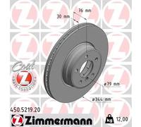 2x Disco freno ventilazione interna 450.5219.20 ZIMMERMANN per LAND ROVER