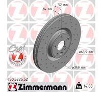 2x Disco freno ventilazione interna 450.5225.52 ZIMMERMANN per LAND ROVER JAGUAR