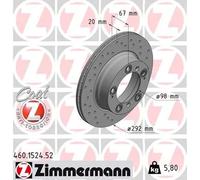 2x Disco freno ventilazione interna 460.1524.52 ZIMMERMANN per PORSCHE BOXSTER
