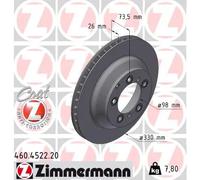 2x Disco freno ventilazione interna 460.4522.20 ZIMMERMANN per PORSCHE CAYENNE