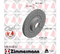 2x Disco freno ventilazione interna 530.2458.52 ZIMMERMANN per SUBARU TOYOTA
