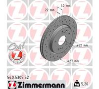 2x Disco freno ventilazione interna 540.5305.52 ZIMMERMANN per SUZUKI SWIFT IV