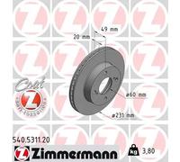 2x Disco freno ventilazione interna 540.5311.20 ZIMMERMANN per SUZUKI CELERIO