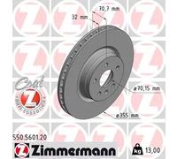 2x Disco freno ventilazione interna 550.5601.20 ZIMMERMANN per TESLA MODEL S