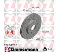 2x Disco freno ventilazione interna 590.2589.52 ZIMMERMANN per TOYOTA RAV 4 II