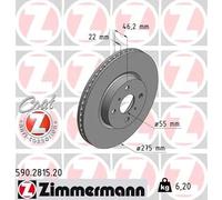 2x Disco freno ventilazione interna 590.2815.20 ZIMMERMANN per TOYOTA YARIS