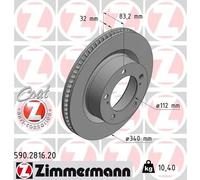 2x Disco freno ventilazione interna 590.2816.20 ZIMMERMANN per TOYOTA