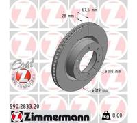 2x Disco freno ventilazione interna 590.2833.20 ZIMMERMANN per TOYOTA