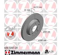 2x Disco freno ventilazione interna 600.3207.20 ZIMMERMANN per AUDI VW SEAT